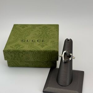 Auth Gucci Sterling Silver Open Heart Ring
